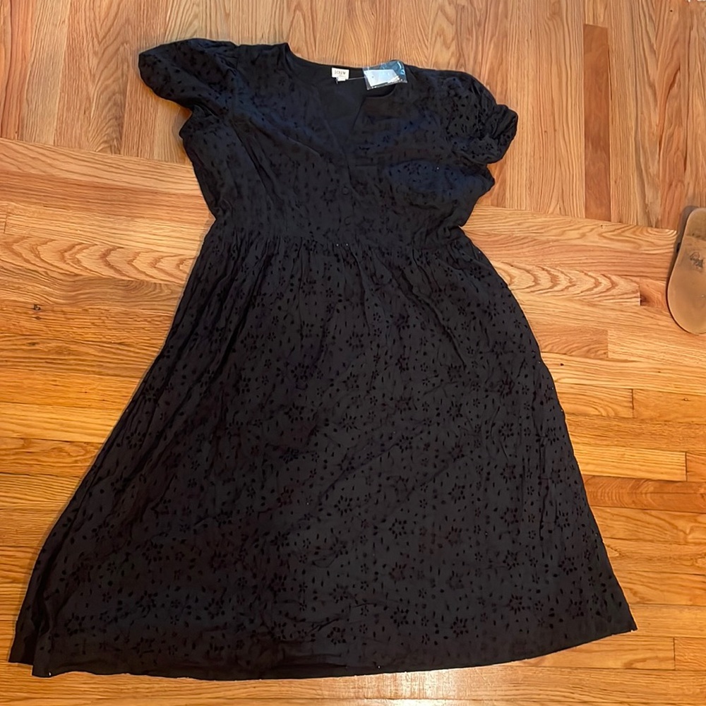 NWT J. crew capped sleeve black dress
